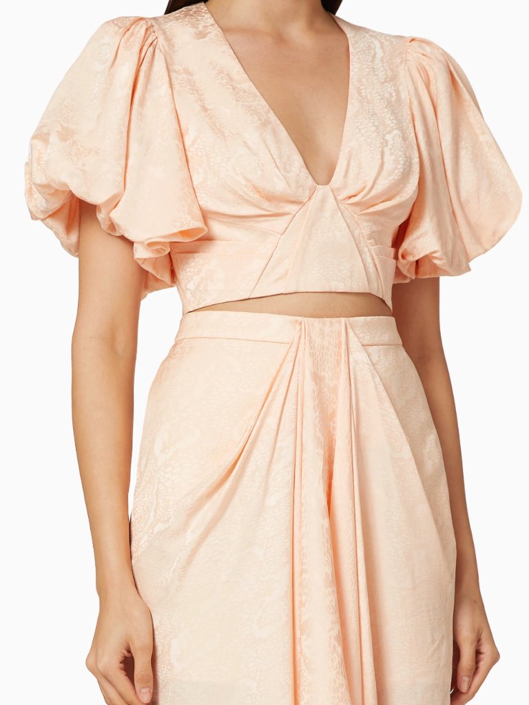 Acler "Godwick" Cropped Top & Draped Midi Skirt Set